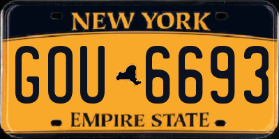 NY license plate GOU6693