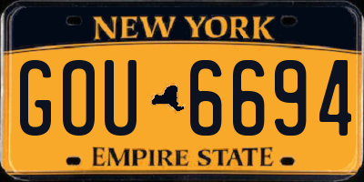 NY license plate GOU6694