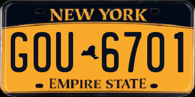 NY license plate GOU6701