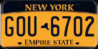 NY license plate GOU6702