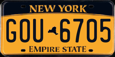 NY license plate GOU6705