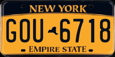 NY license plate GOU6718