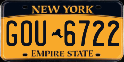 NY license plate GOU6722