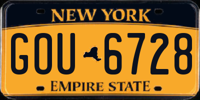 NY license plate GOU6728