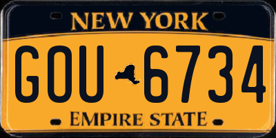 NY license plate GOU6734