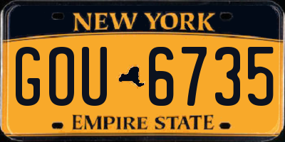 NY license plate GOU6735