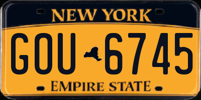 NY license plate GOU6745