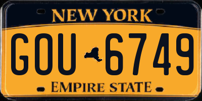 NY license plate GOU6749