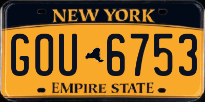NY license plate GOU6753