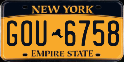 NY license plate GOU6758