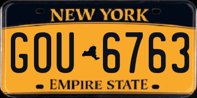 NY license plate GOU6763