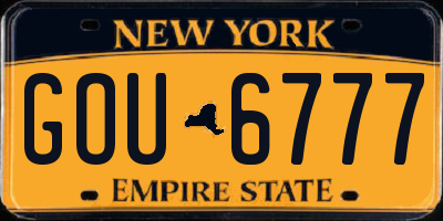 NY license plate GOU6777
