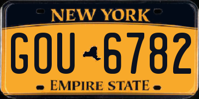 NY license plate GOU6782