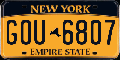 NY license plate GOU6807