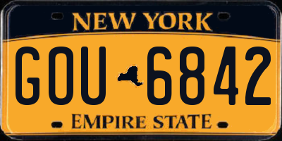NY license plate GOU6842