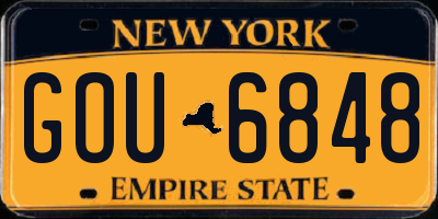 NY license plate GOU6848