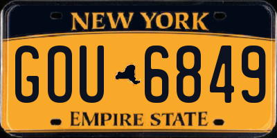NY license plate GOU6849