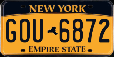 NY license plate GOU6872