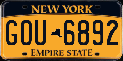 NY license plate GOU6892