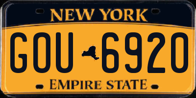 NY license plate GOU6920