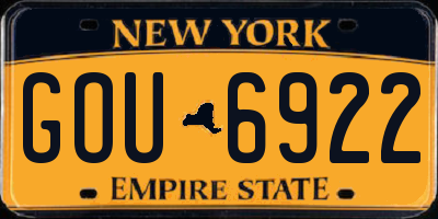 NY license plate GOU6922