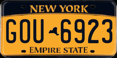 NY license plate GOU6923