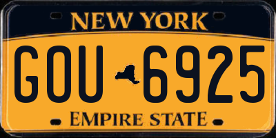 NY license plate GOU6925