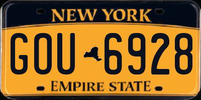 NY license plate GOU6928