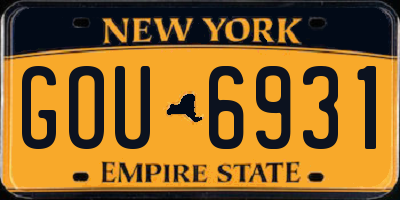 NY license plate GOU6931