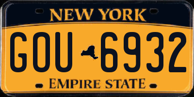 NY license plate GOU6932