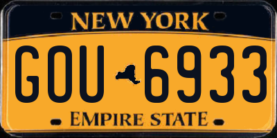 NY license plate GOU6933