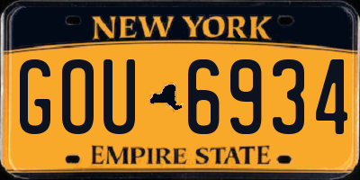 NY license plate GOU6934
