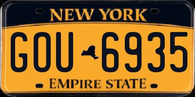 NY license plate GOU6935