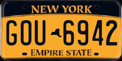 NY license plate GOU6942
