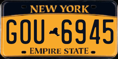 NY license plate GOU6945
