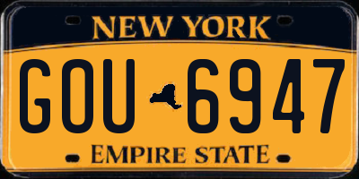 NY license plate GOU6947
