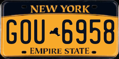NY license plate GOU6958
