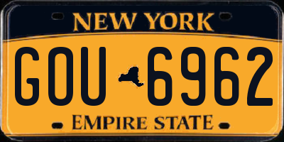NY license plate GOU6962