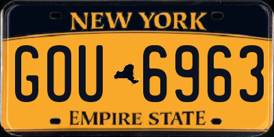 NY license plate GOU6963