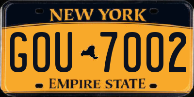 NY license plate GOU7002