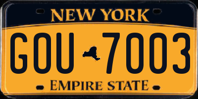NY license plate GOU7003
