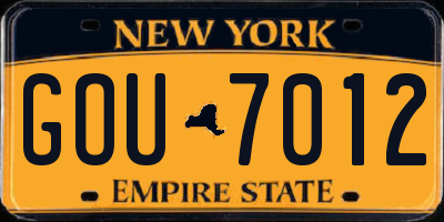 NY license plate GOU7012