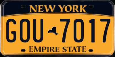 NY license plate GOU7017