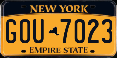 NY license plate GOU7023