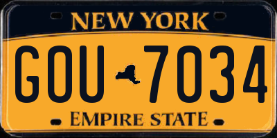 NY license plate GOU7034