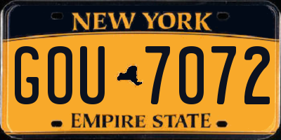 NY license plate GOU7072