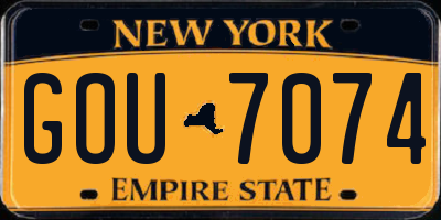 NY license plate GOU7074