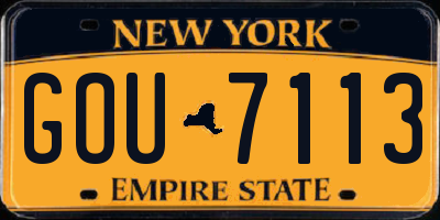 NY license plate GOU7113