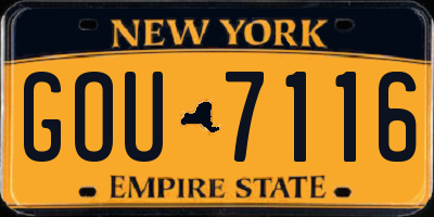 NY license plate GOU7116