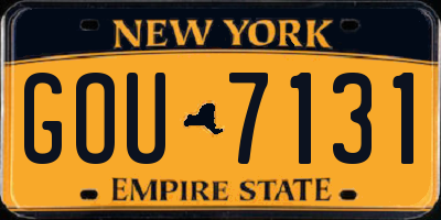 NY license plate GOU7131